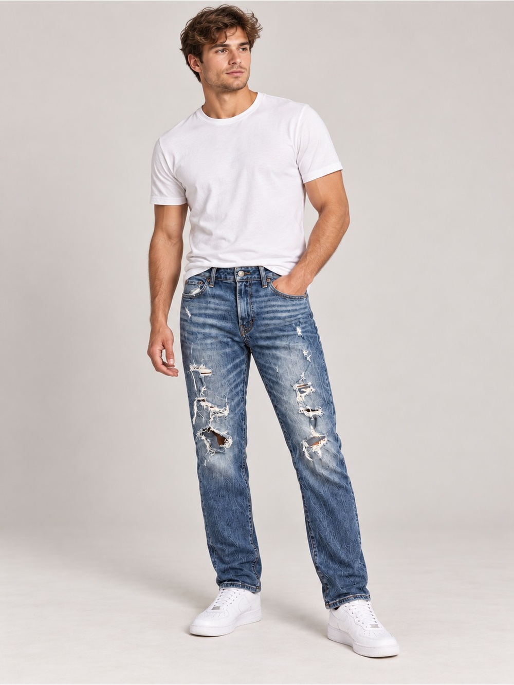 American Eagle Next Level AirFlex Men’s Jeans 30x30 Distressed Medium Wash